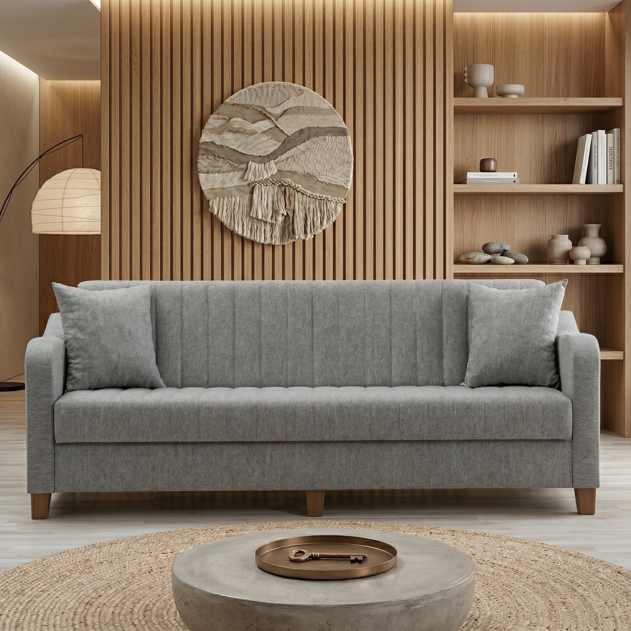 Elegant Gray Three-Seater Sofa