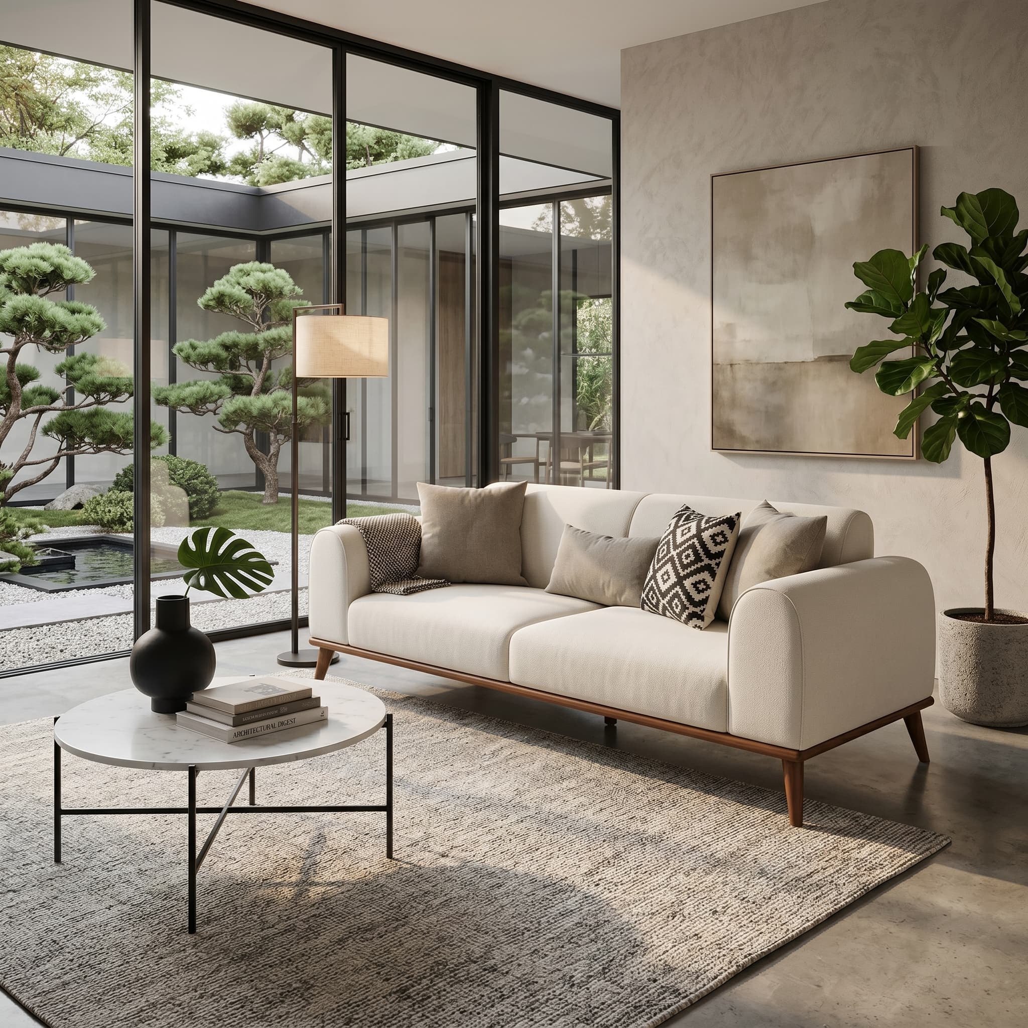 Elegant Off-White Two-Seater Sofa with Contemporary Design