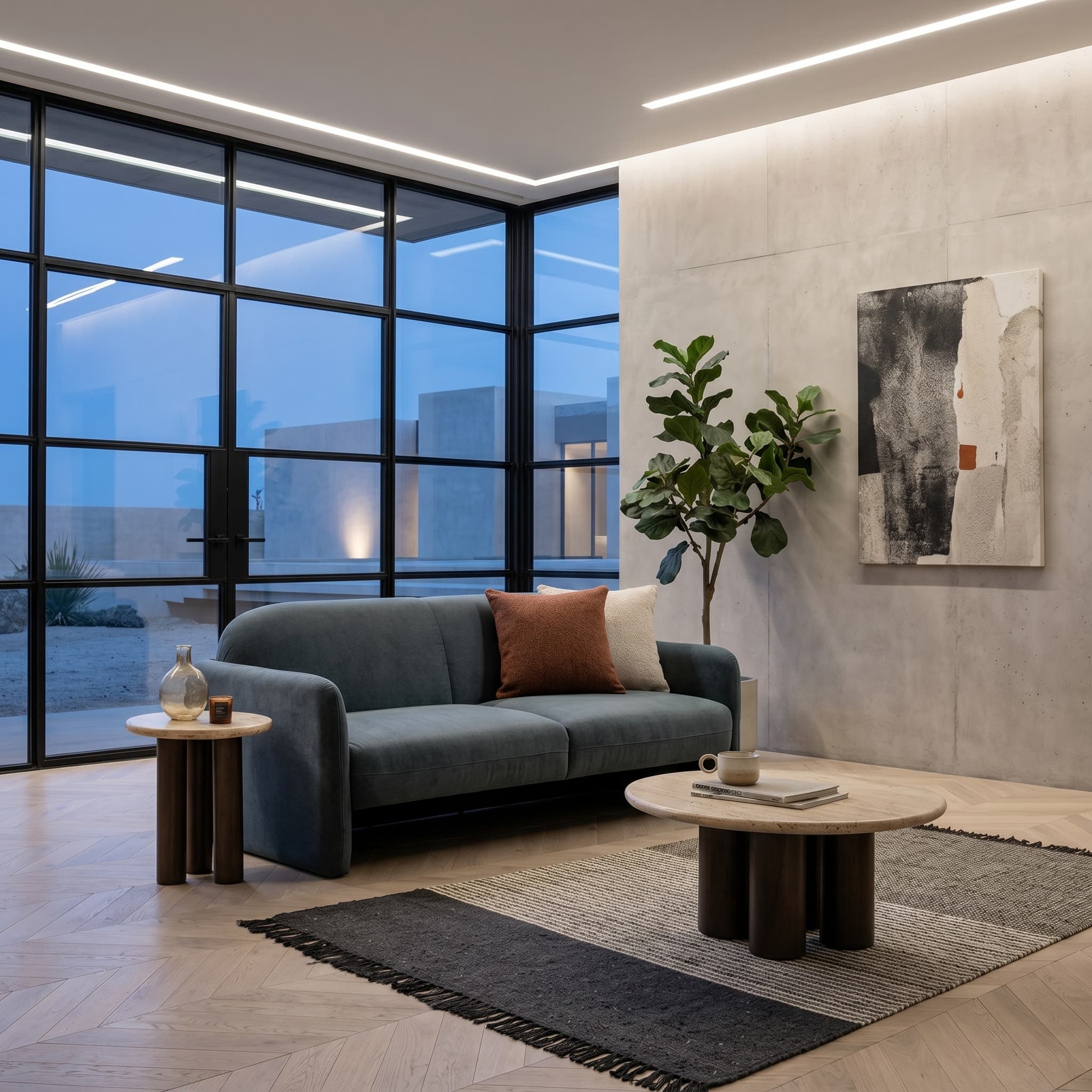 Modern Blue Two-Seater Sofa – Comfort Meets Contemporary Style
